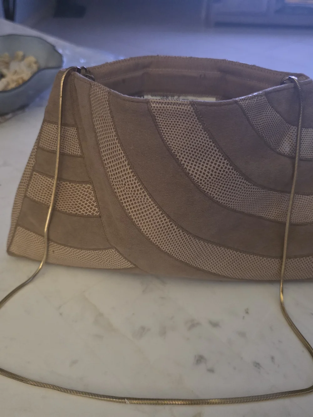 Neutral Brown Patterned Evening Wristlet Clutch